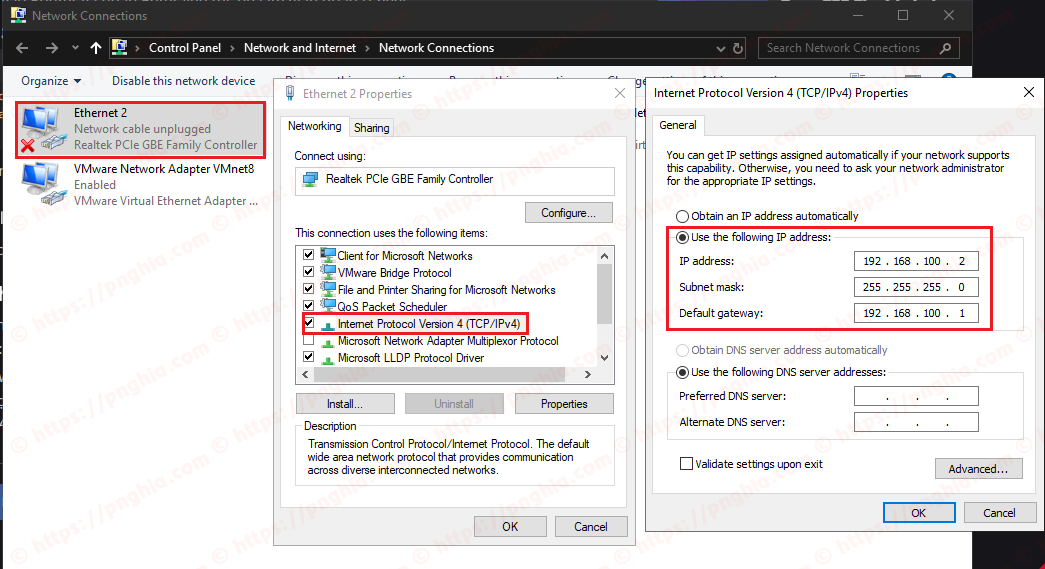 Static IP settings