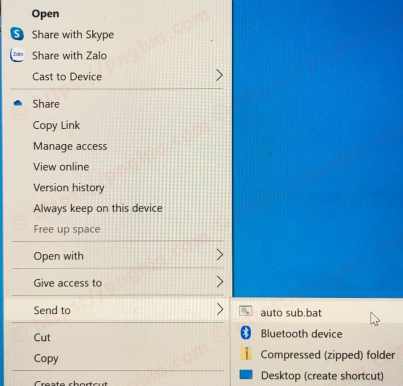 Send To shortcut
