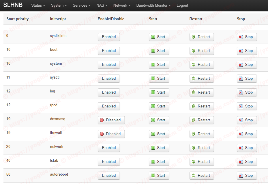 Disable startup services