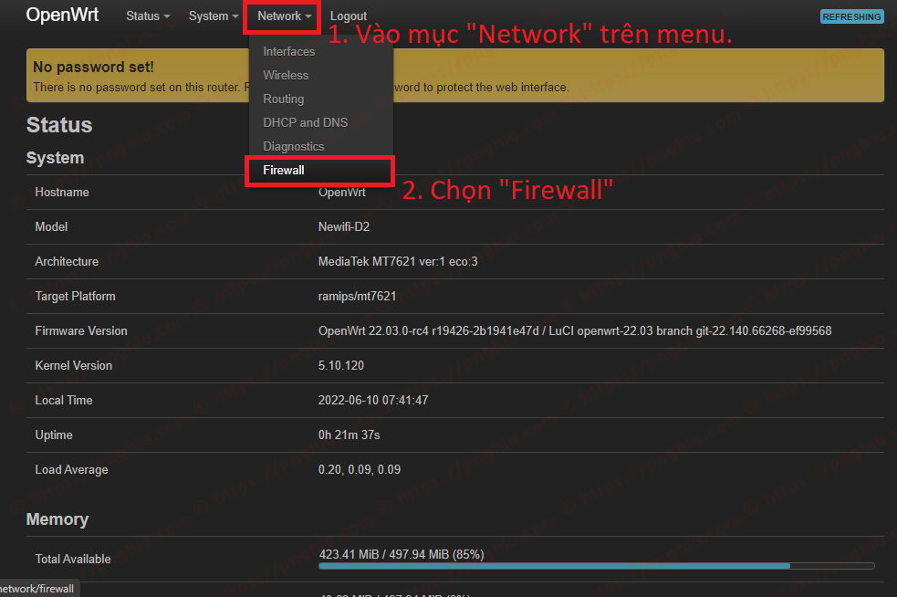 Mở Port Openwrt 1