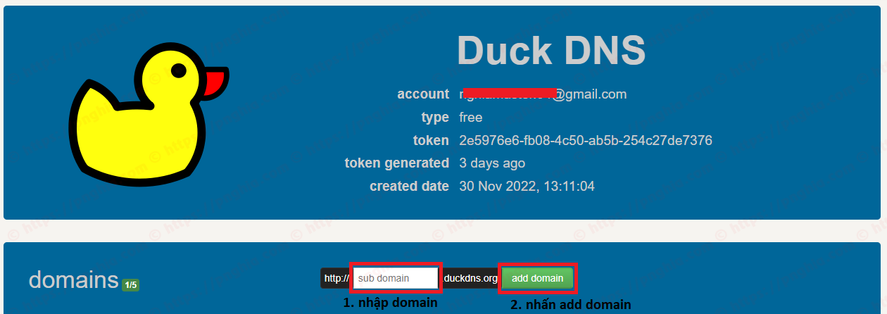 Hướng dẫn tạo domain duckdns