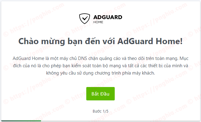 AdGuard Home welcome page