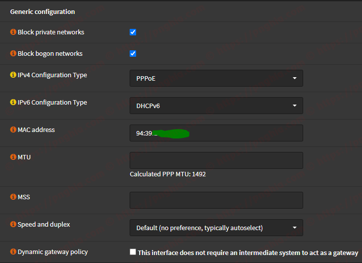 OPNsense WAN interface overview