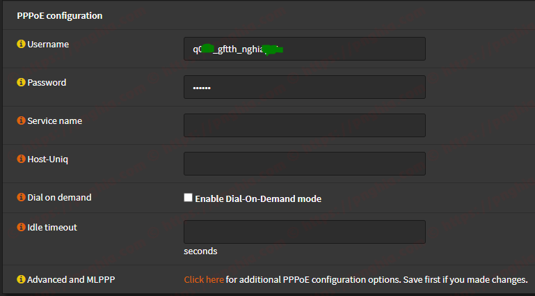 OPNsense PPPoE Conf