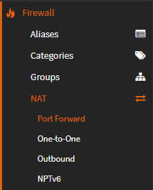 Firewall > NAT > Port Fordward