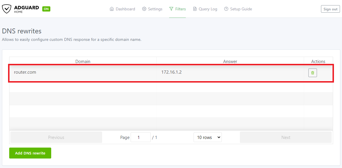 DNS rewrite